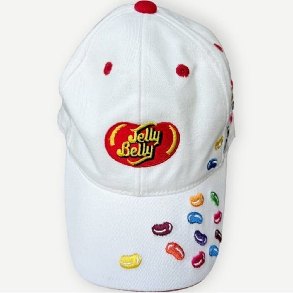 Jelly Belly Vintage Jellybeans Kids White Embroidered Novelty Baseball Cap. Hat.